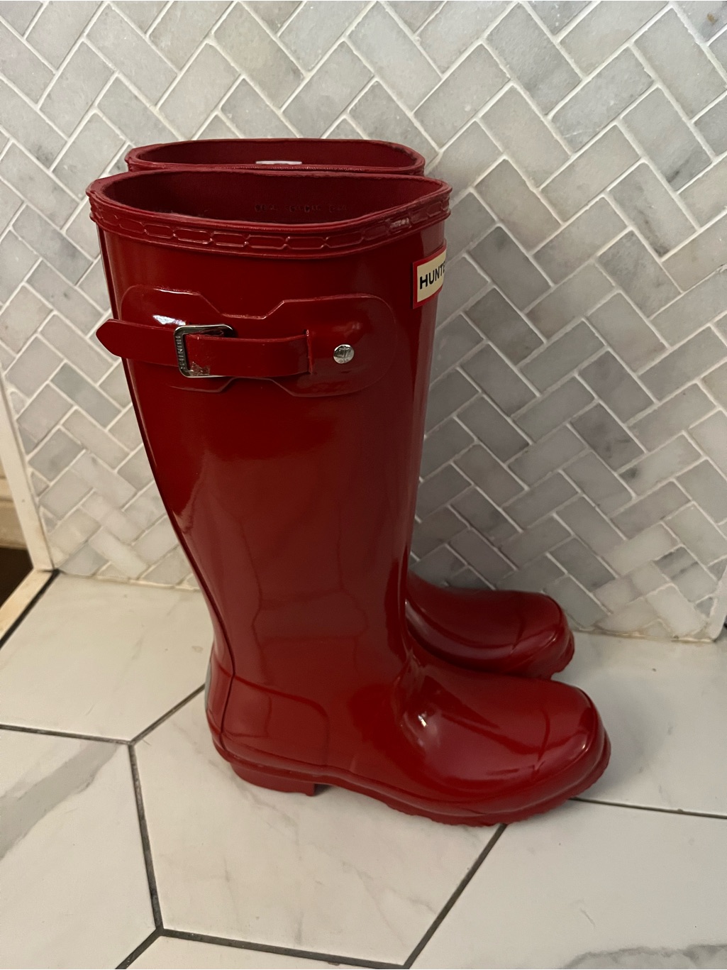 Hunter Gloss Red Knee-High Rain Boots Big Kids — image 2 of 8